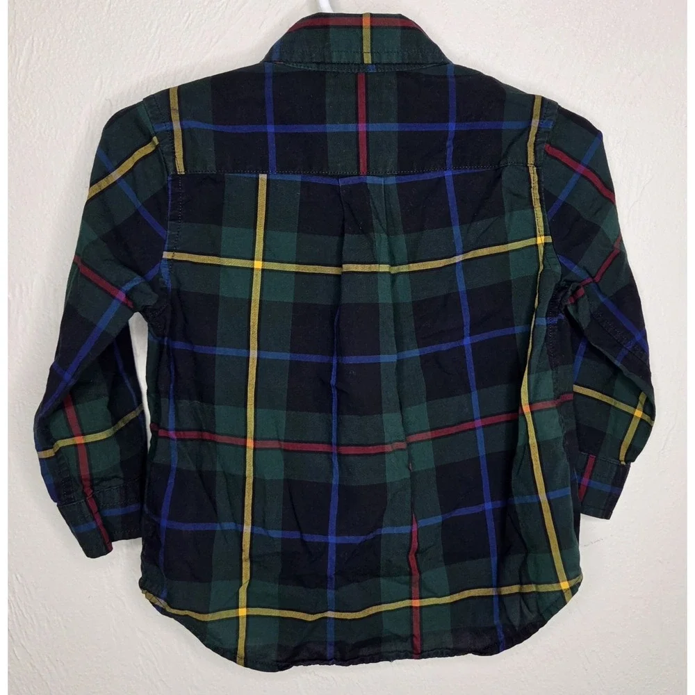 Ralph Lauren Toddler Boys Plaid Natural Stretch Button Down Shirt Size 18 Months